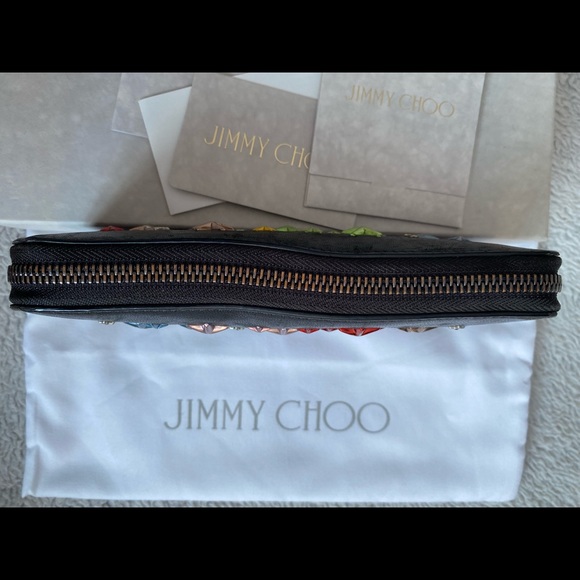 AUTHENTIC JIMMY CHOO ZIPPER LONG WALLET BLACK LEATHER - Picture 9 of 16